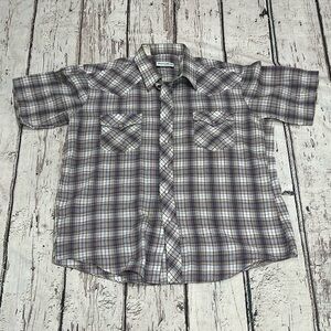 Vintage Karman Plaid Rockabilly Cowboys Pearl Snap Button Down Longsleeve Shirt